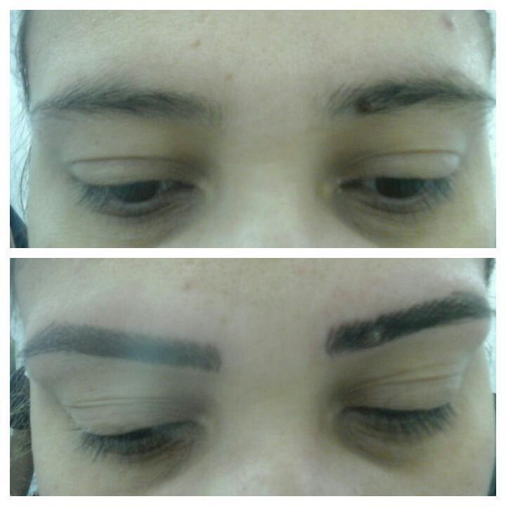 antes e depois! técnica fio a fio. estética cabeleireiro(a) depilador(a) micropigmentador(a) designer de sobrancelhas