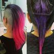 Ombré hair pink com iluminação lilás no topo