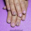 Esmaltação + Decoração com carimbo e colagem de pedraria.