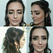 Maquiagem para madrinha de formatura, pele perfeita e olhos em tons neutros, com um delineado magnífico e um lábio nude, totalmente iluminado.
Para o penteado, a cliente escolheu um semi-preso torcido e cachos soltos.