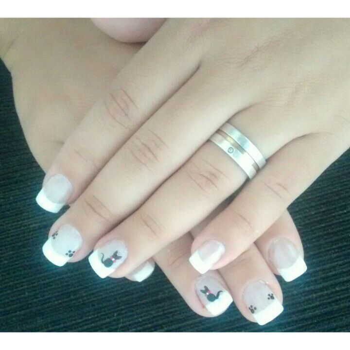Unhas decoradas com gatinho e francesinha definitiva unha manicure e pedicure