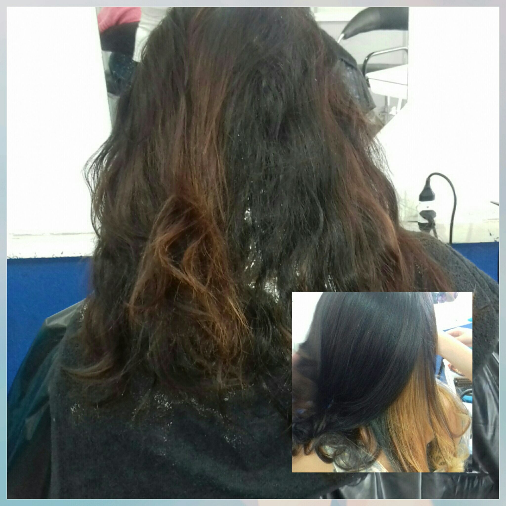 Coloracao, luzes na parte debaixo, corte e escova. cabelo auxiliar cabeleireiro(a)