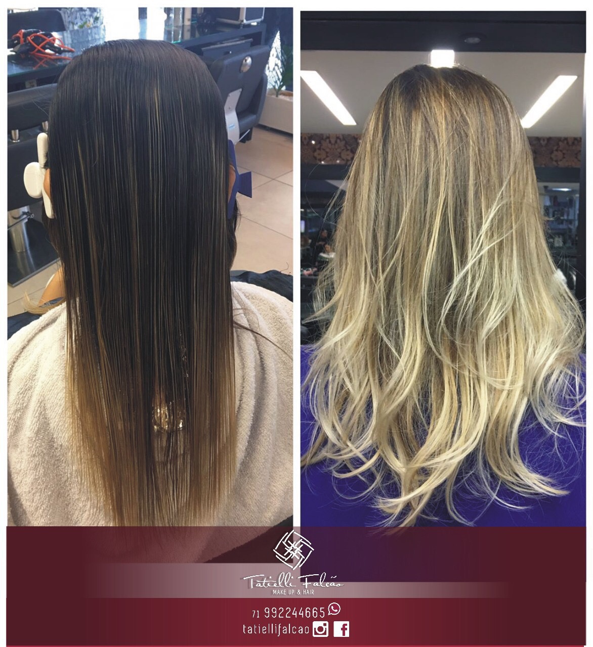 Antes e depois por Tatielli Falcão  cabelo cabeleireiro(a) maquiador(a)
