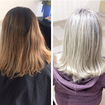 Retoque de raiz e limpexa de cor. Tonalizado com 9.21 alfaparf + booster intersificador cinza. #blondhair #blond #loiras