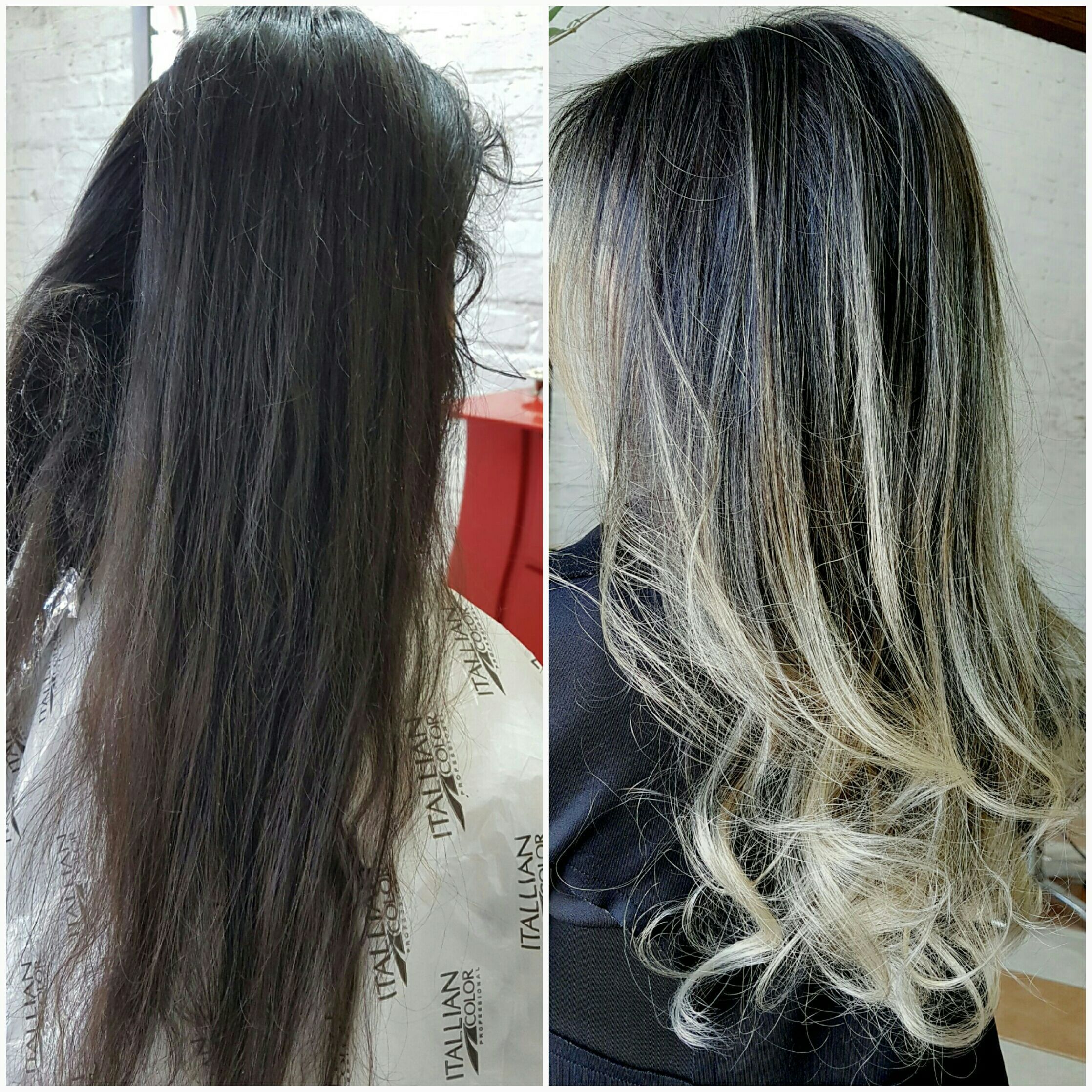 Antes e depois mechas cabelo cabeleireiro(a) maquiador(a)