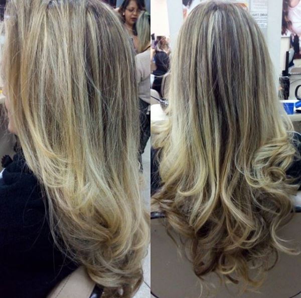 Realizado luzes no papel.  Escova modelada.  cabelo auxiliar cabeleireiro(a) designer de sobrancelhas