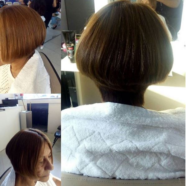 Corte Channel de pico com nuca batida e leve desfiado atrás. cabelo auxiliar cabeleireiro(a) designer de sobrancelhas