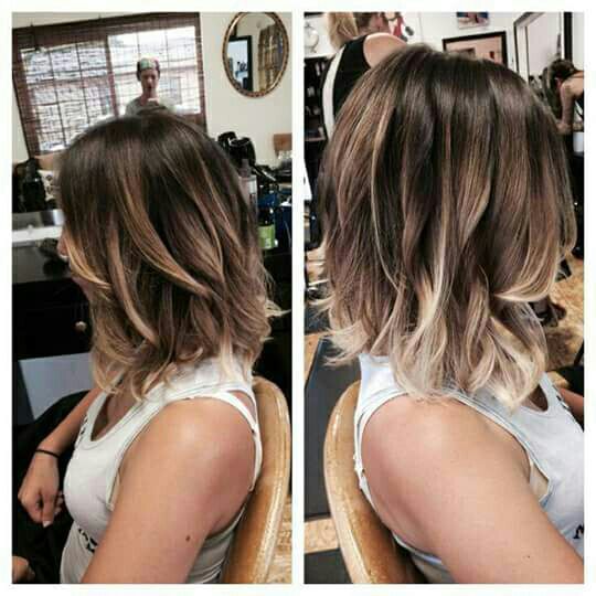Mechas iricadas tonalizacao em tons quentes de 7. 31 +7. 4 
Corte Bob short 
Escova e modelagem cabelo auxiliar cabeleireiro(a)