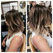 Mechas iricadas tonalizacao em tons quentes de 7. 31 +7. 4 
Corte Bob short 
Escova e modelagem