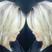 Cabelo com descoloração total na parte de baixo e mechas na raiz. #HairBlond