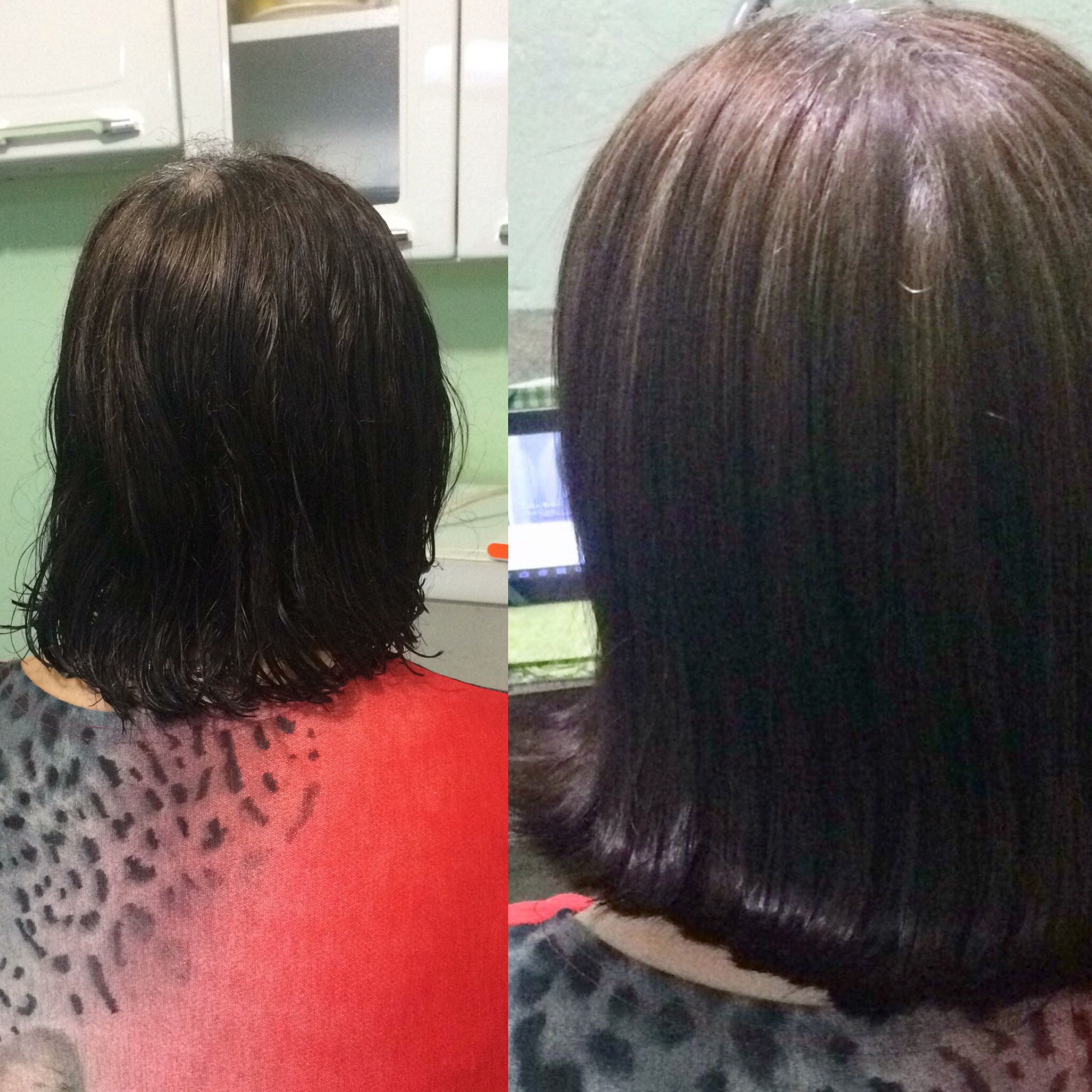 Corte de cabelo reto a 0º, feito progressiva da madameliss. Cliente satisfeita. cabelo estudante (esteticista)