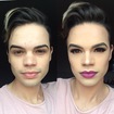 Antes / Depois de uma maquiagem básica. 