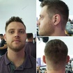 CORTE COM MAQUINA EM DEGRADE, COM DEFINIÇÃO COM TESOURA NA PARTE DE CIMA.
DEFINIÇÃO DAS LINHAS DA BARBA COM NAVALHA  E LIMPEZA 