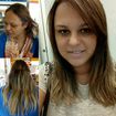 Cobertura de brancos + Correção da cor + sombreamento + corte long bob com Franja lateral.