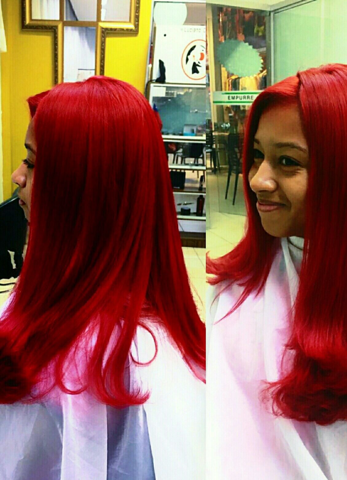 Descoloração global para um super vermelho, de acordo com a personalidade da cliente e principalmente mantendo a saúde da fibra cabelo auxiliar cabeleireiro(a) escovista cabeleireiro(a)