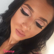 Maquiagem Cut Crease Aberto em tons de rosa.