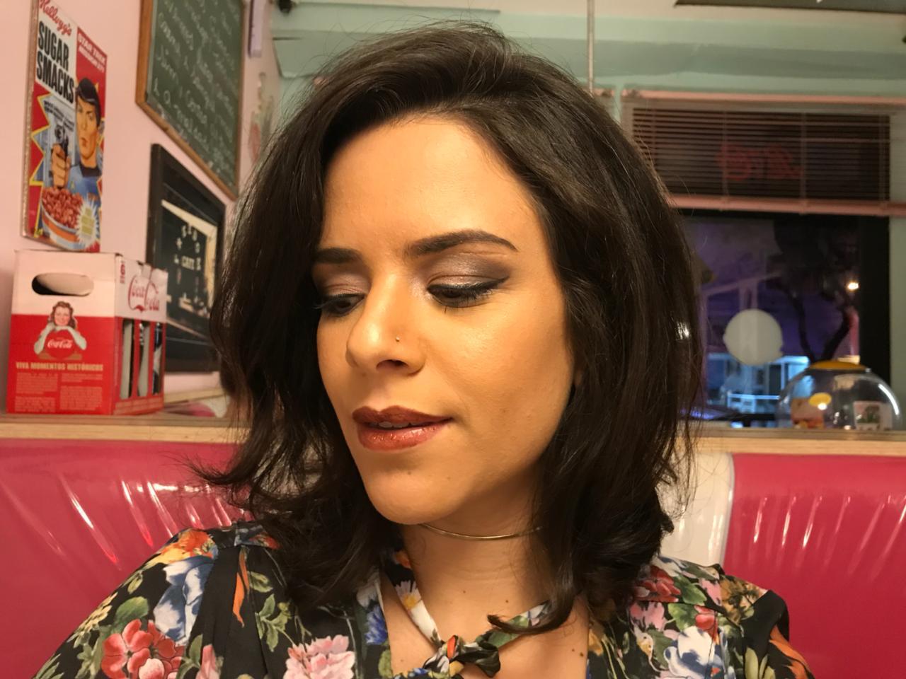 Atriz Kathia Calil - Maquiagem Social, pré estreia do filme " Nada a Perder" maquiagem maquiador(a)