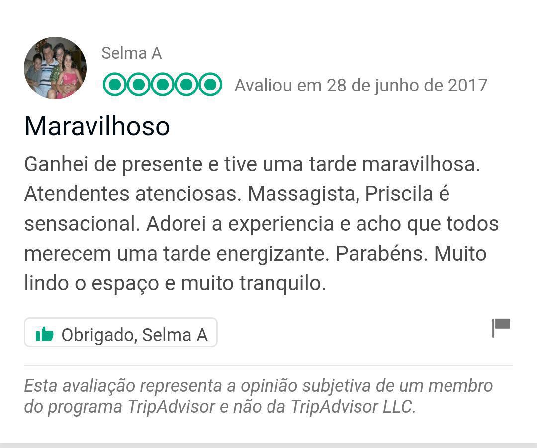 Comentários no TripAdvisor dos meus queridos clientes. outros massoterapeuta esteticista aromaterapeuta cosmetólogo(a) outros