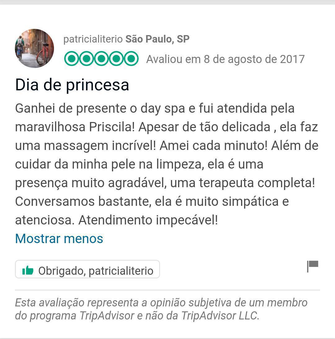Comentários no TripAdvisor dos meus queridos clientes. massoterapeuta esteticista aromaterapeuta cosmetólogo(a) outros