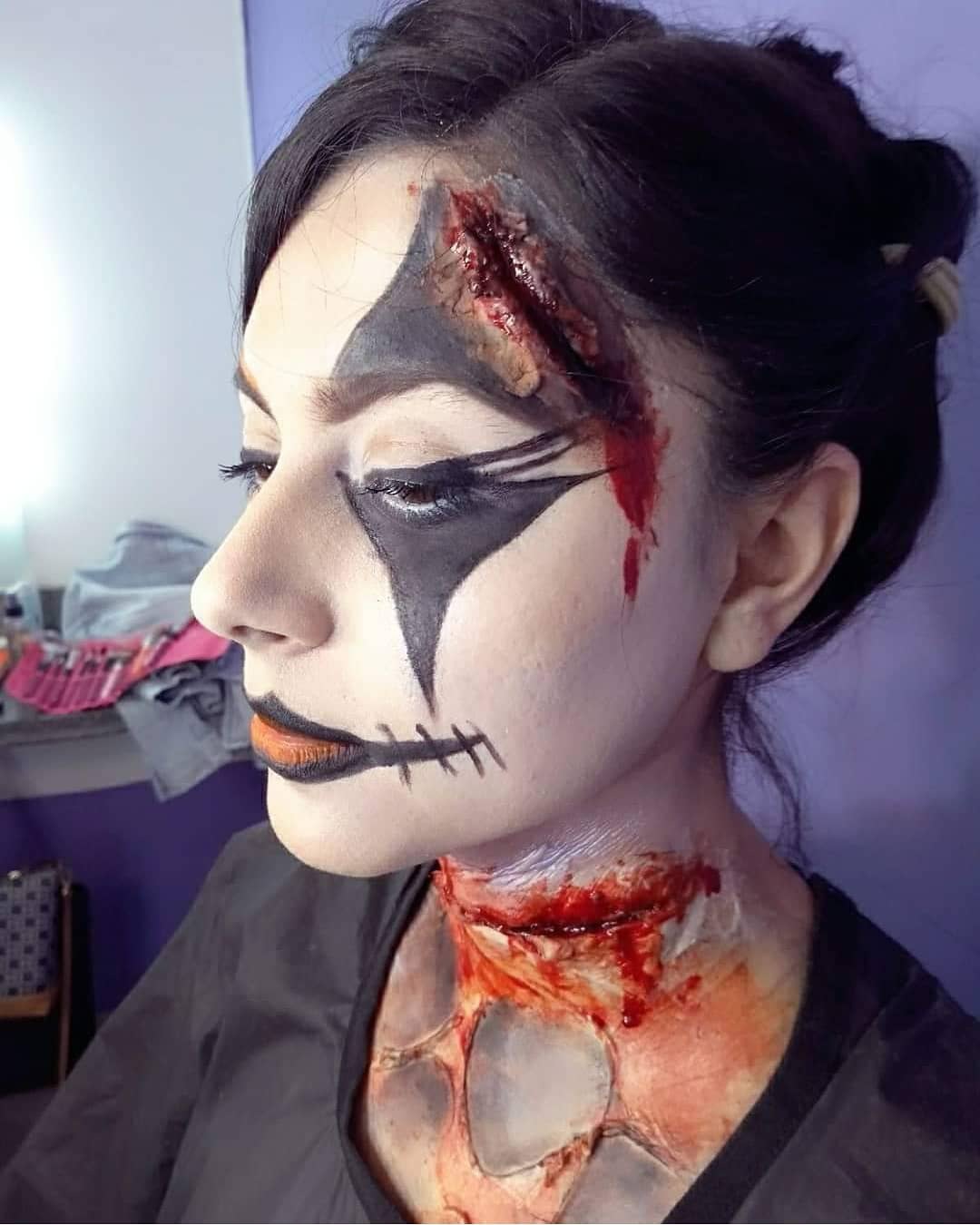 Maquiagem artística Halloween - Cicatrizes maquiagem maquiador(a) designer de sobrancelhas