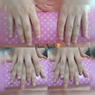 Alongamento em gel. Foto antes e depois.