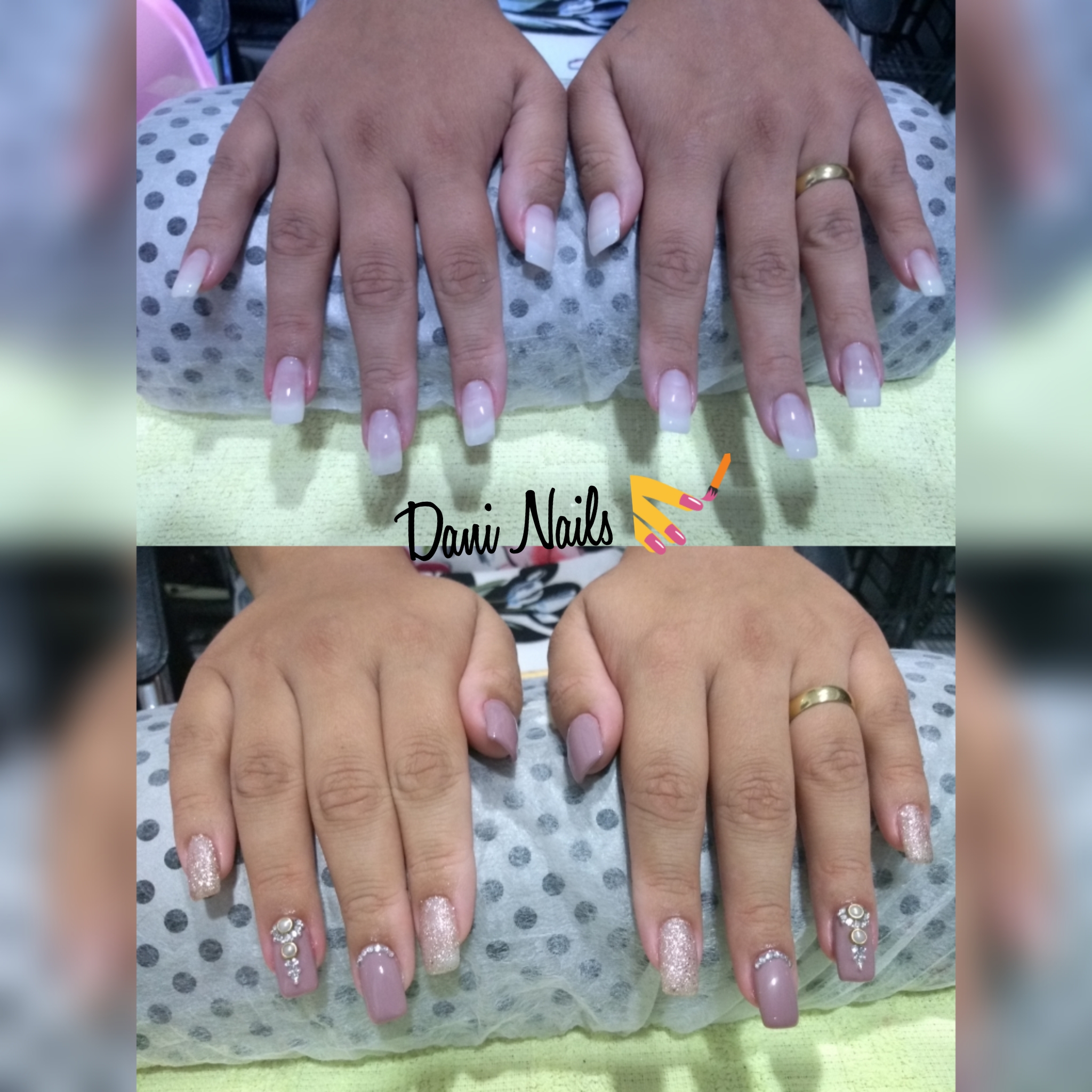 Manutenção da unha em gel, primeira foto só com o gel sem esmaltação é segunda foto já esmaltada, jóias montadas na hora na unha pedrinha por pedrinha. Amo o que faço. unha manicure e pedicure