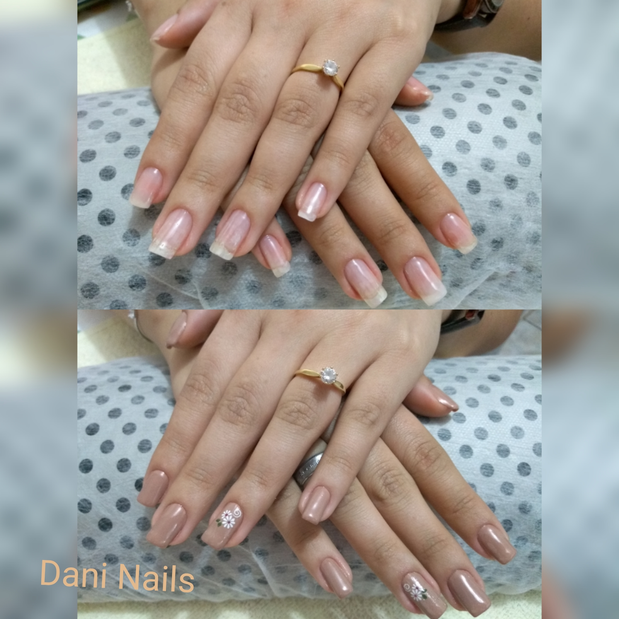 Manutenção do alongamento em gel mas cutícula e esmaltação. Primeira foto sem esmalte, segunda foto já esmaltada. unha manicure e pedicure