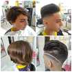 Hair cut com risco lateral  e penteado estilo pompouador 