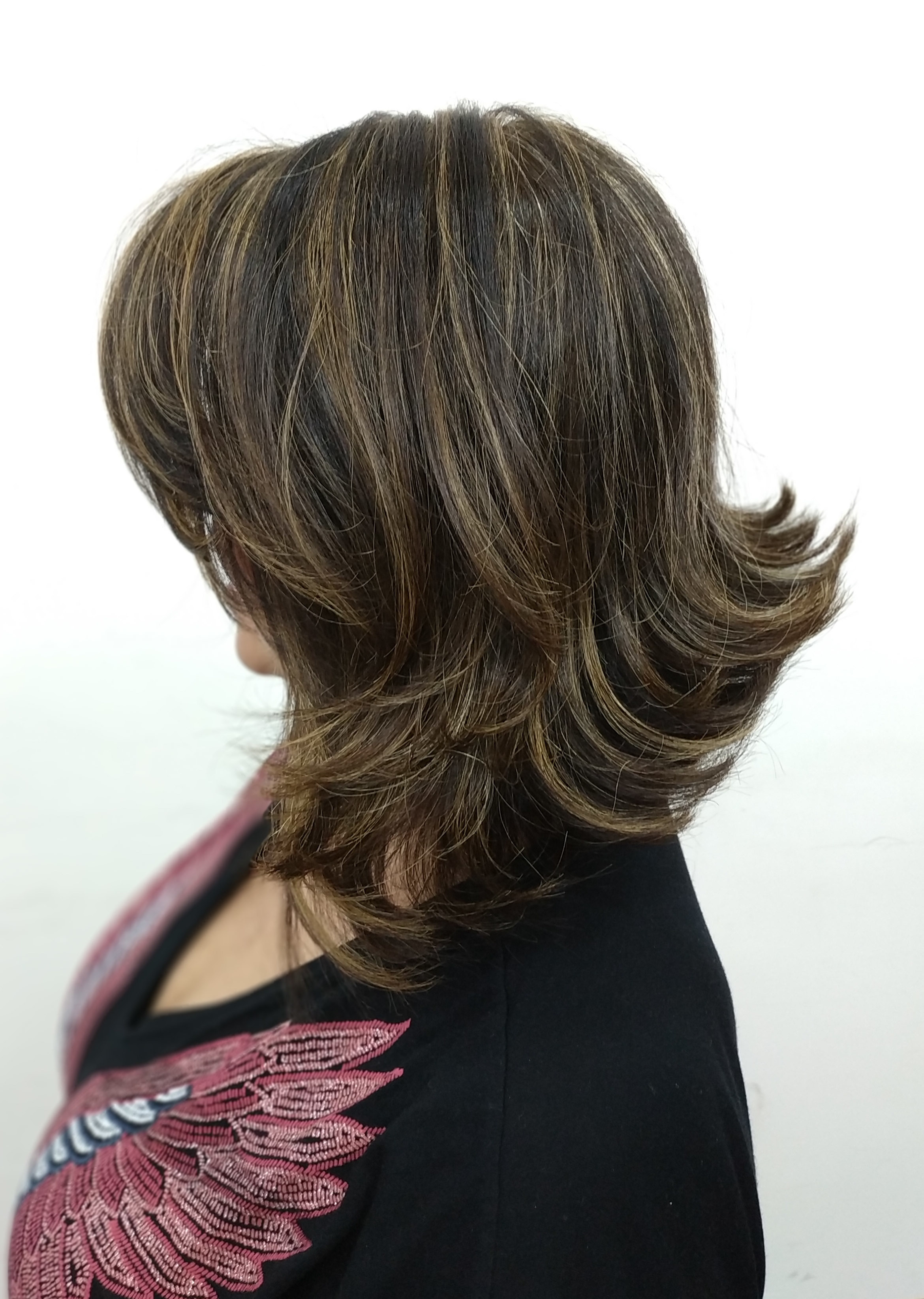 Luzes Caramelo e Corte Long Bob cabelo cabeleireiro(a)