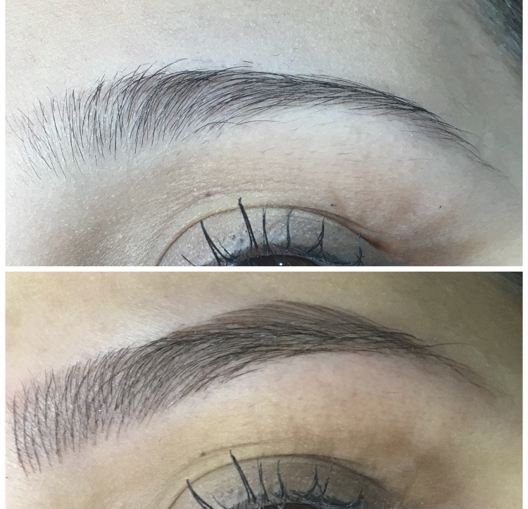 Antes e depois de procedimento de micropigmentação fio a fio 3D realista. outros designer de sobrancelhas micropigmentador(a)