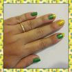 Esmaltação decorada Copa do Brasil 2018 usando tons verde e amarelo.