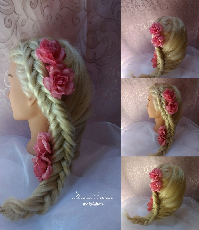 Penteado: trança lateral escama de peixe exposta maquiador(a) assistente maquiador(a) manicure e pedicure stylist / visagista outros