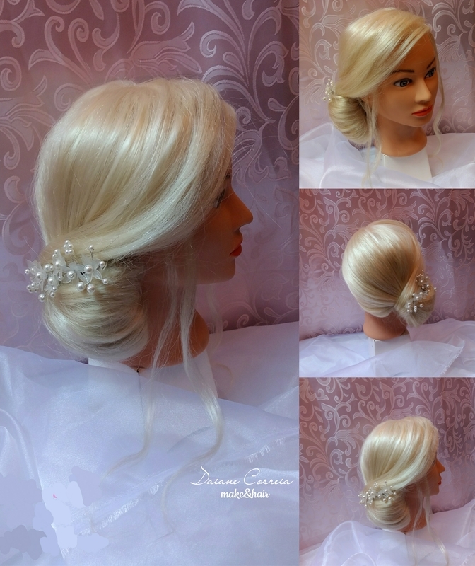 Penteado: coque baixo romântico lateral cabelo maquiador(a) assistente maquiador(a) manicure e pedicure stylist / visagista outros