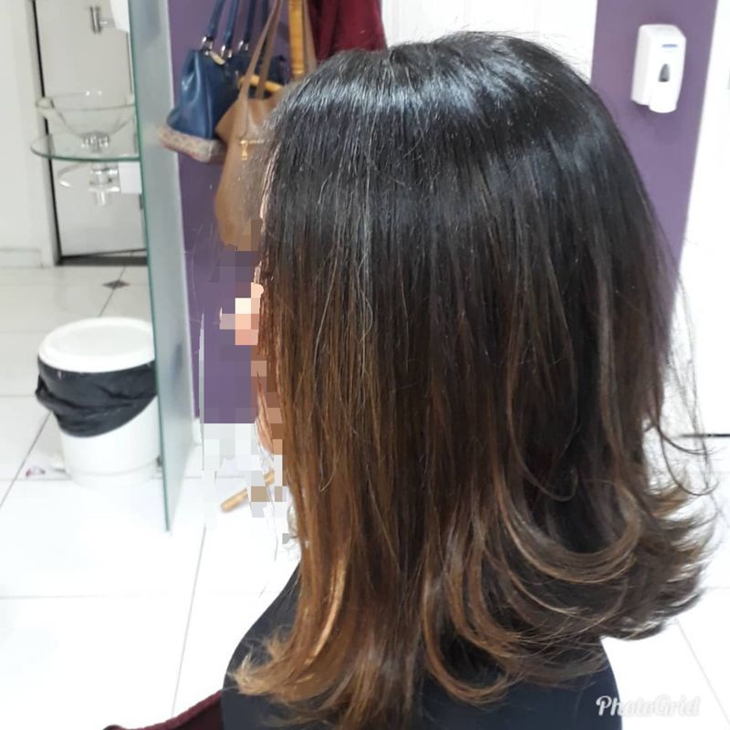 Ombre hair cor intermediária  entre mel a acobreado cabelo cabeleireiro(a)
