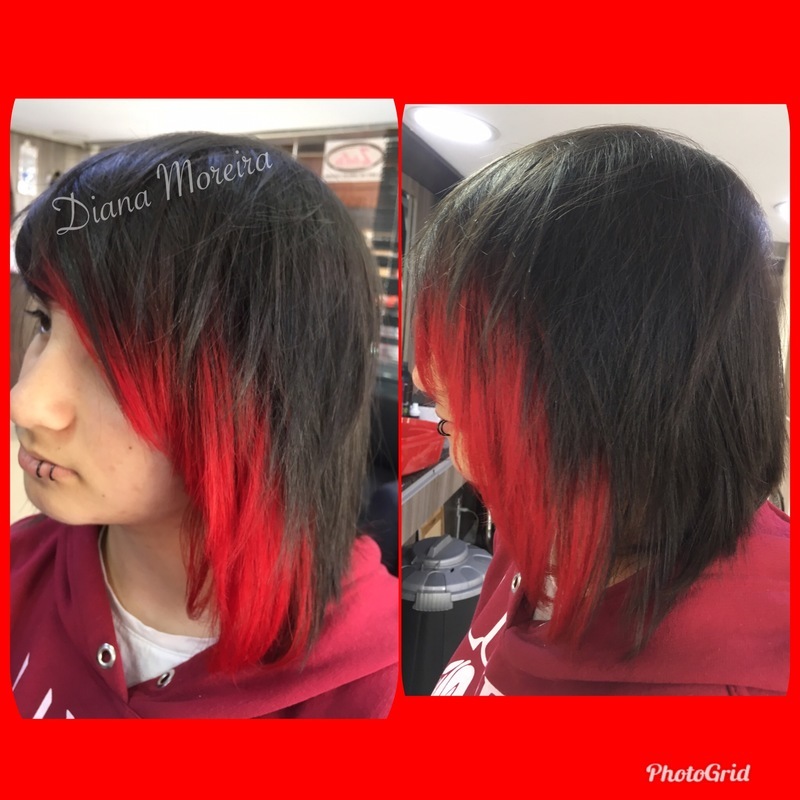 Corte + Coloração vermelha franja moderna  cabelo designer de sobrancelhas micropigmentador(a) cabeleireiro(a)