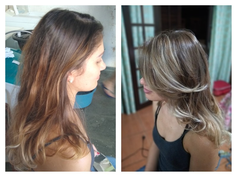 Ombrê hair e luzes cabelo cabeleireiro(a) maquiador(a) designer de sobrancelhas