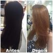 Antes um cabelo escuro, deixando a cliente com um visual mais sério e comum. Então resolvi fazer um processo para remover a tonalidade escura preservando a estrutura e saúde  dos fios, e fiz este tom mais quente, um tom de acobreado mais suave.