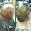 Retoque de raiz e tonalização do comprimento, alterando a cor deixando o cabelo com uma tonalidade mais mate, pois a cliente estava fazendo a cor em um específico  lugar e estava reclamando  que a cor estava desbotando e com o tempo e revelando nuances acobreadas, então mudei a cor e fiz um corte mais curto.