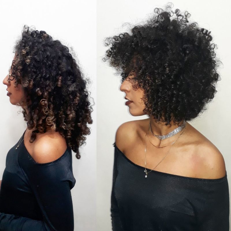 ANTES E DEPOIS! 
BLUNT CUT CACHEADO cabelo cabeleireiro(a)