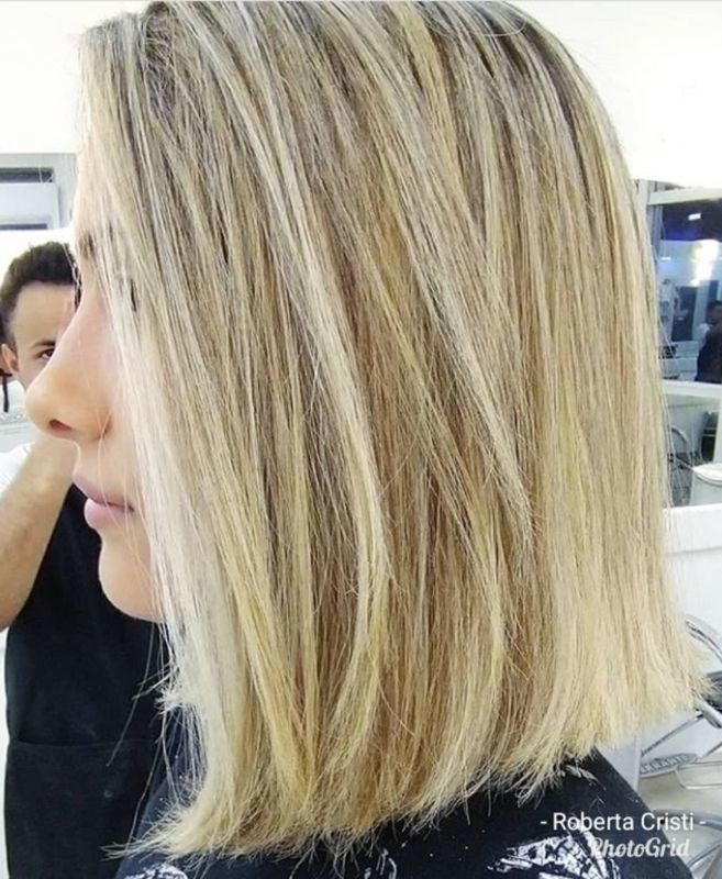Loiro Top e Corte long Bob cabelo auxiliar cabeleireiro(a) maquiador(a)