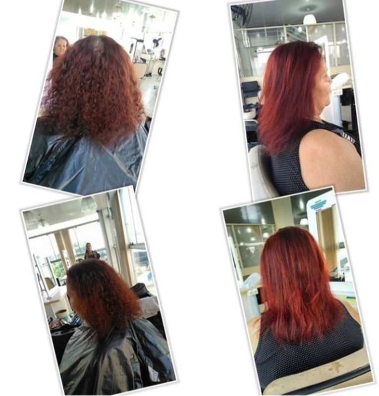 Cabelo louro escuro vermelho ultra intenso. cabelo cabeleireiro(a)
