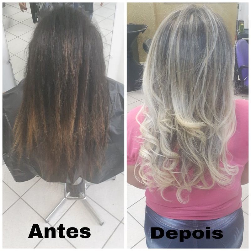 Nota-se que essa transformação mudou a vida da cliente totalmente, antes um cabelo de tom natural escuro e no comprimento e pontas mechas antigas com um tom de tonalizante bem oxidado. Por isso escolhi a técnica de Ombré hair para remover toda a cor das mechas antigas. cabelo cabeleireiro(a) maquiador(a)