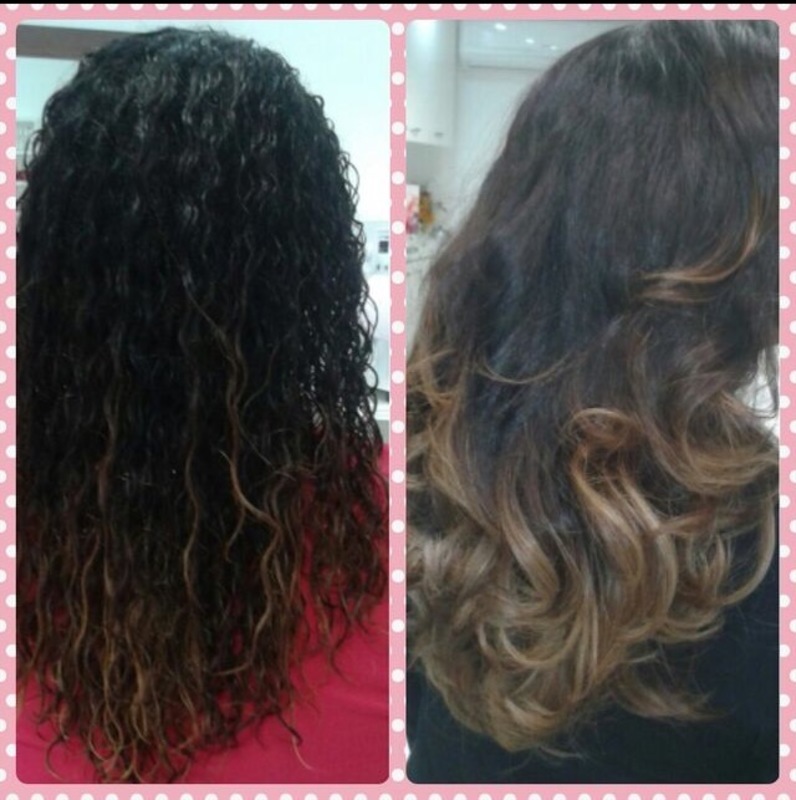Escova ,antes e depois .  cabelo auxiliar cabeleireiro(a)