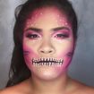 Pink Caveira - aplicação de pedras #maquiagemartistica #caveirafeminina
