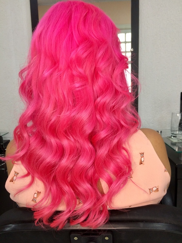 Neon color pink + escova e babylis cabelo cabeleireiro(a) escovista