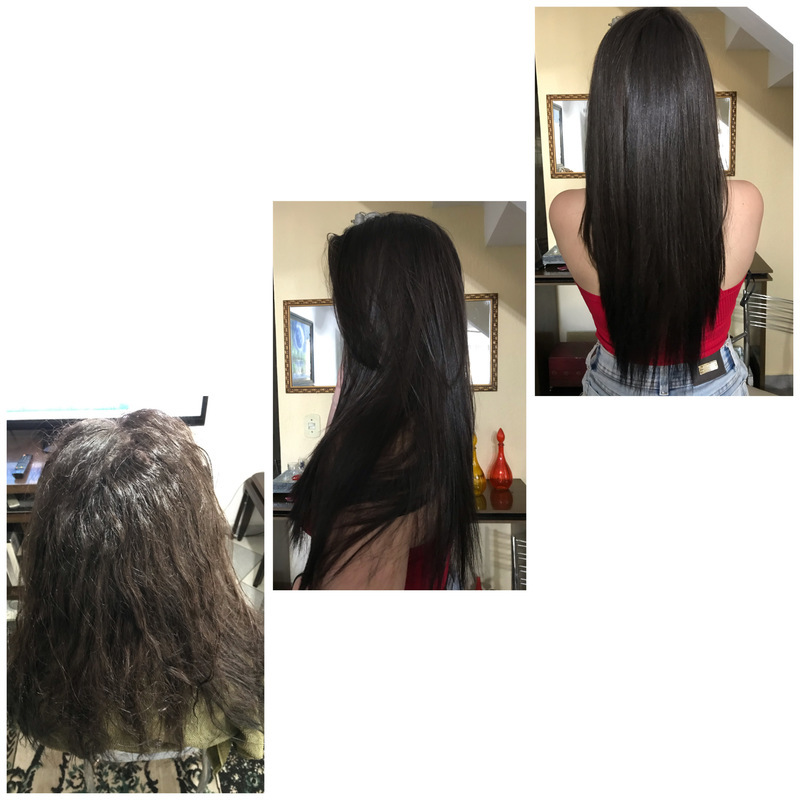 Progressiva mais corte em “V” cabelo cabeleireiro(a)