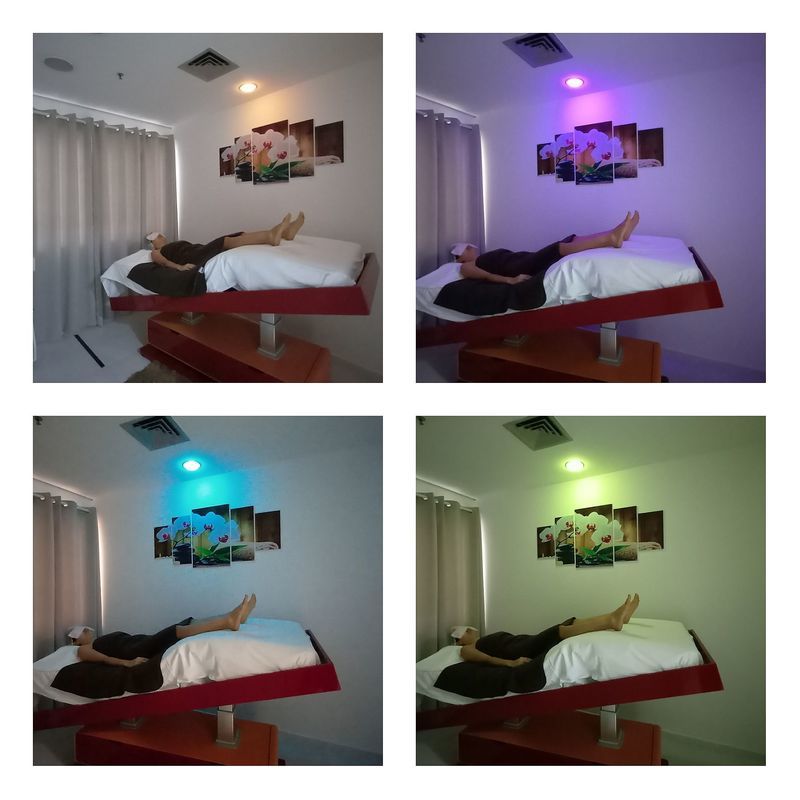 Sala com cromoterapia, cores escolhidas conforme a necessidade de cada cliente no momento da massagem . massoterapeuta