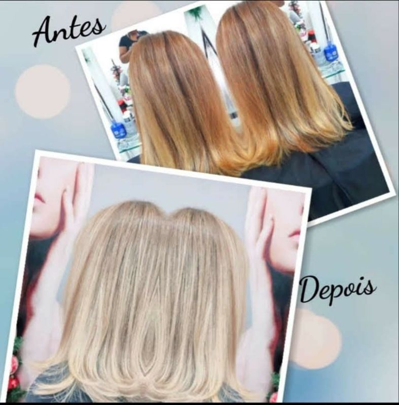 Antes e depois mechas + corte +tratamento +finalização. cabeleireiro(a) designer de sobrancelhas cosmetólogo(a) escovista outros