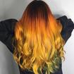 Cabelo inspirado em um girassol. Degradê do cobre, laranja e amarelo com toque de verde #cabeloscoloridos #cabeloamarelo #cabelogirassol 