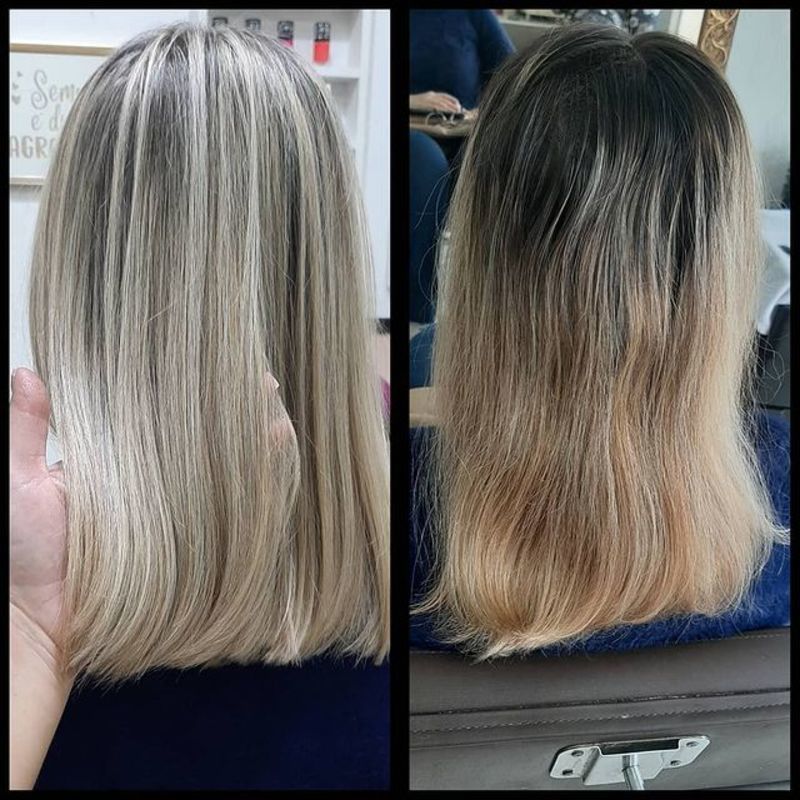 Mechas Bege Dourada cabelo cabeleireiro(a)